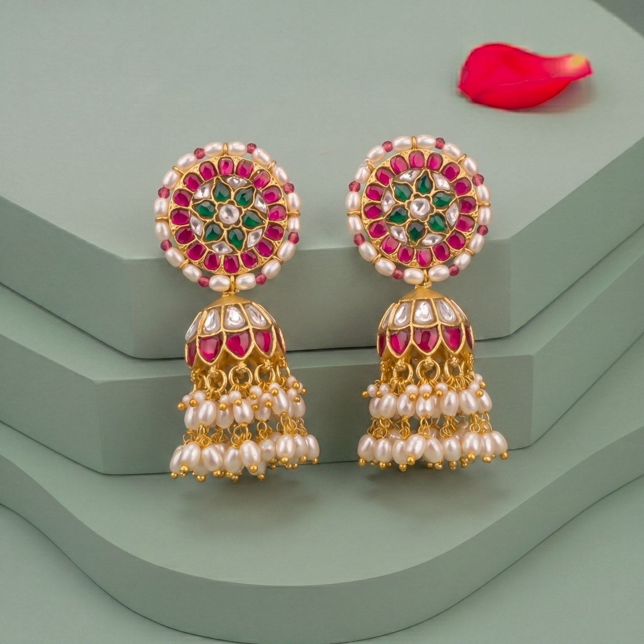 Authentic Jadau Kundan Jhumkas for Traditional Attire