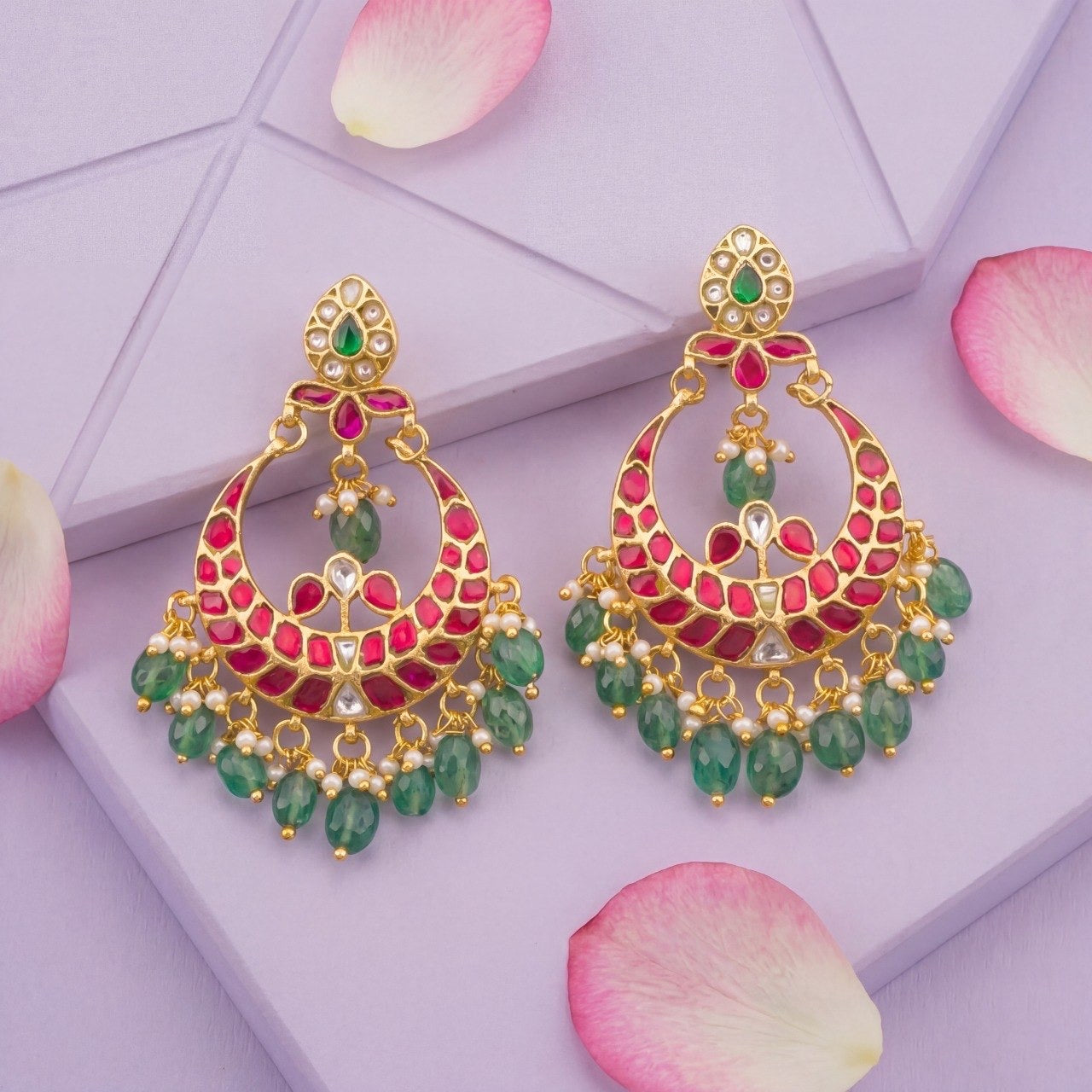 Enchanted Glow Jadau Kundan Chandbali Earring