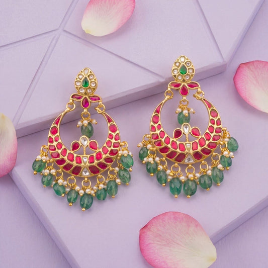 Enchanted Glow Jadau Kundan Chandbali Earring