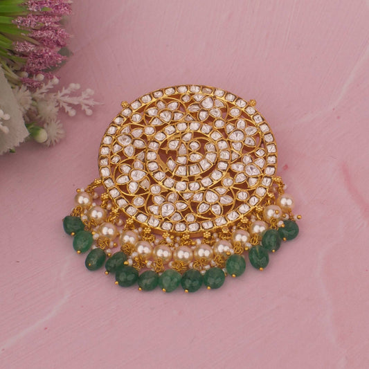 Unique Jadau Kundan Locket With Pearl Hangings