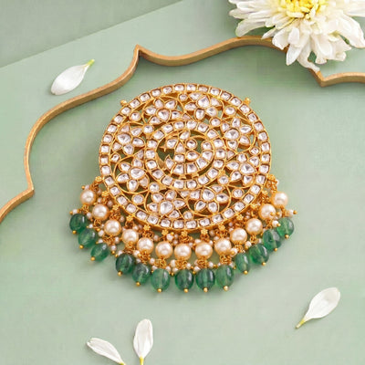 Unique Jadau Kundan Locket With Pearl Hangings