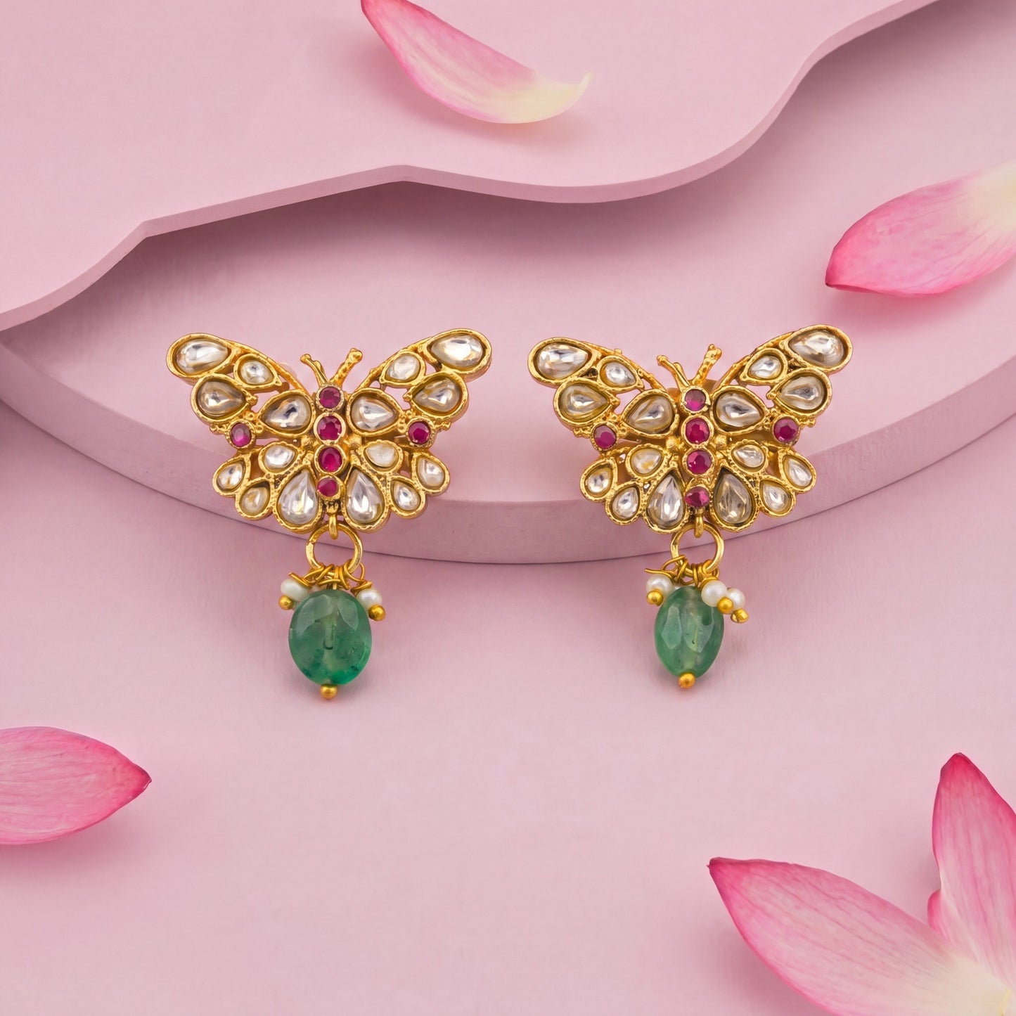 Designer Jadau Kundan Butterfly Design Studs