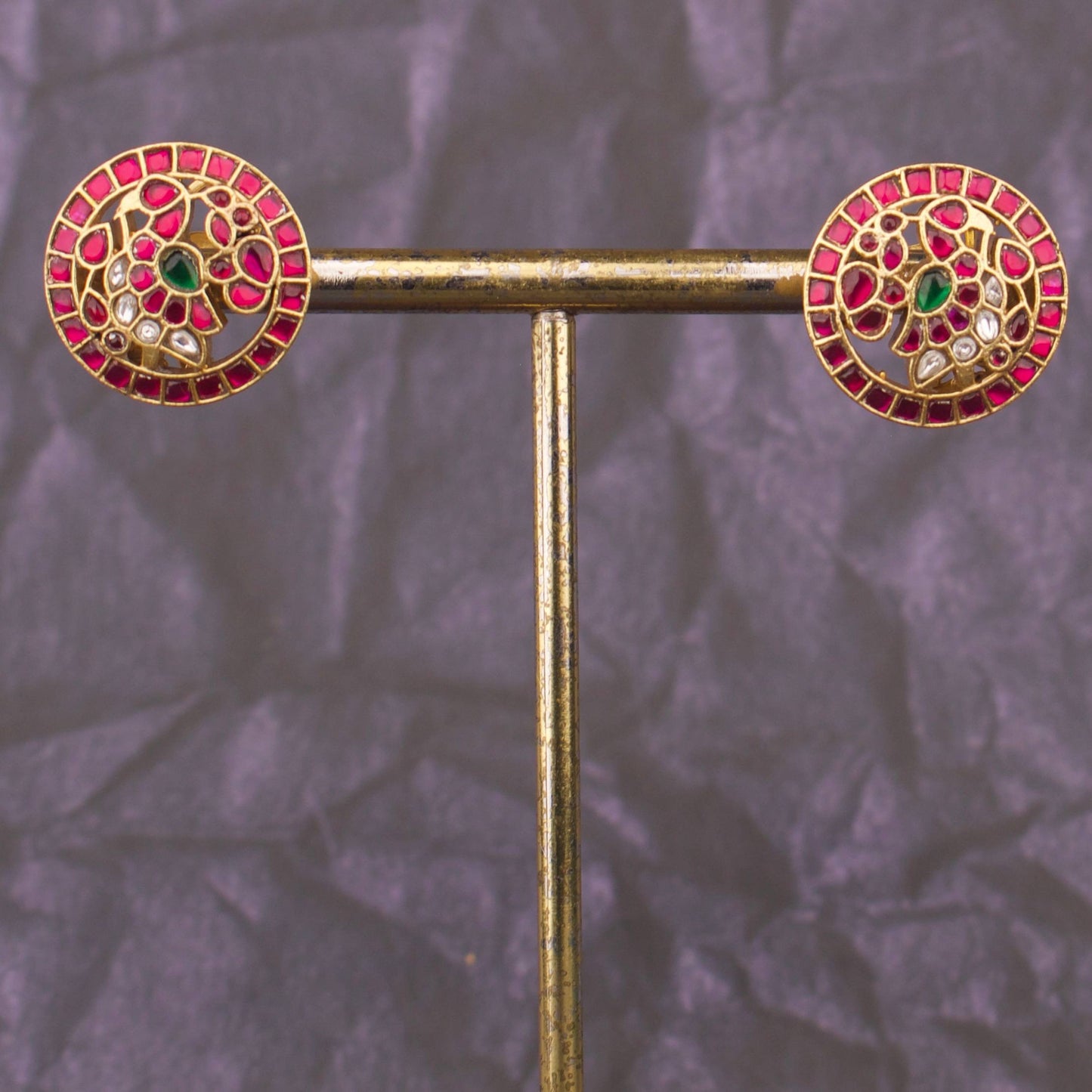 Peacock Design Jadau Kundan Stud Earrings