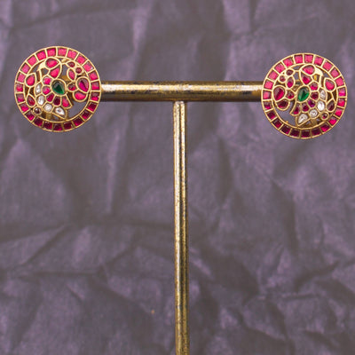 Peacock Design Jadau Kundan Stud Earrings