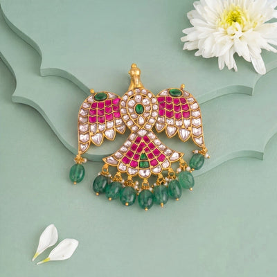 Royal Jadau Kundan Locket With Strawberry Beads