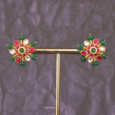 Floral Design Jadau Kundan Stud Earrings