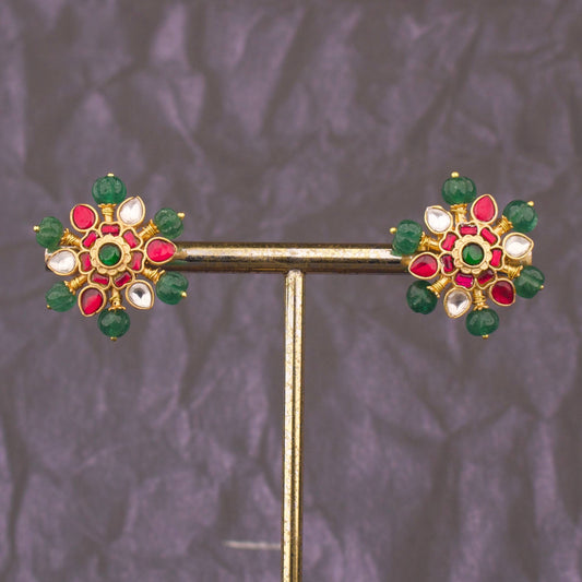 Floral Design Jadau Kundan Stud Earrings