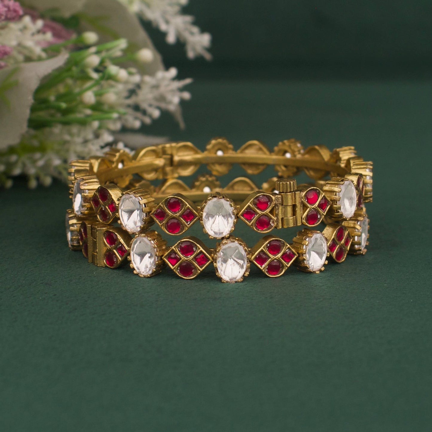 Classy Victorian Bangle With Ruby Stones