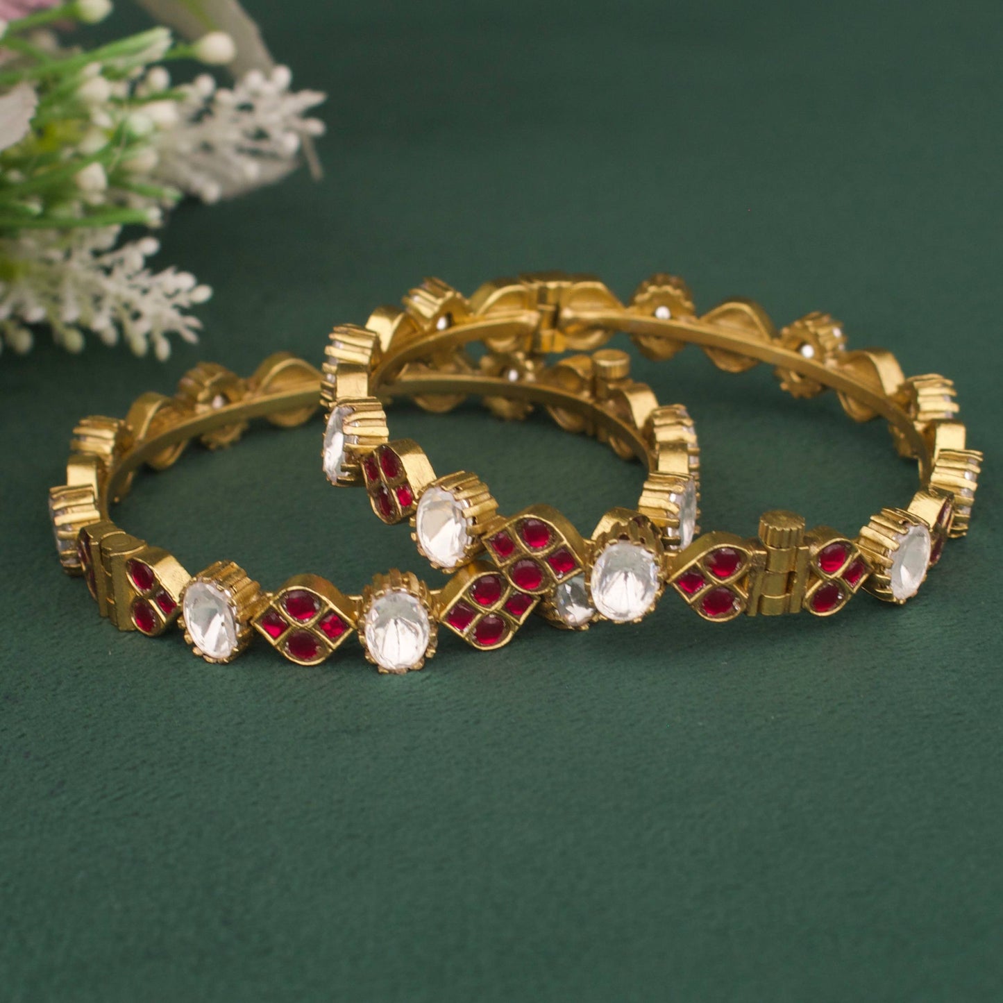 Classy Victorian Bangle With Ruby Stones