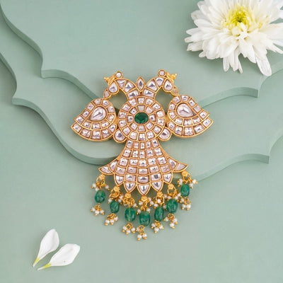 Reversible Jadau Kundan Peacock Design Pendant