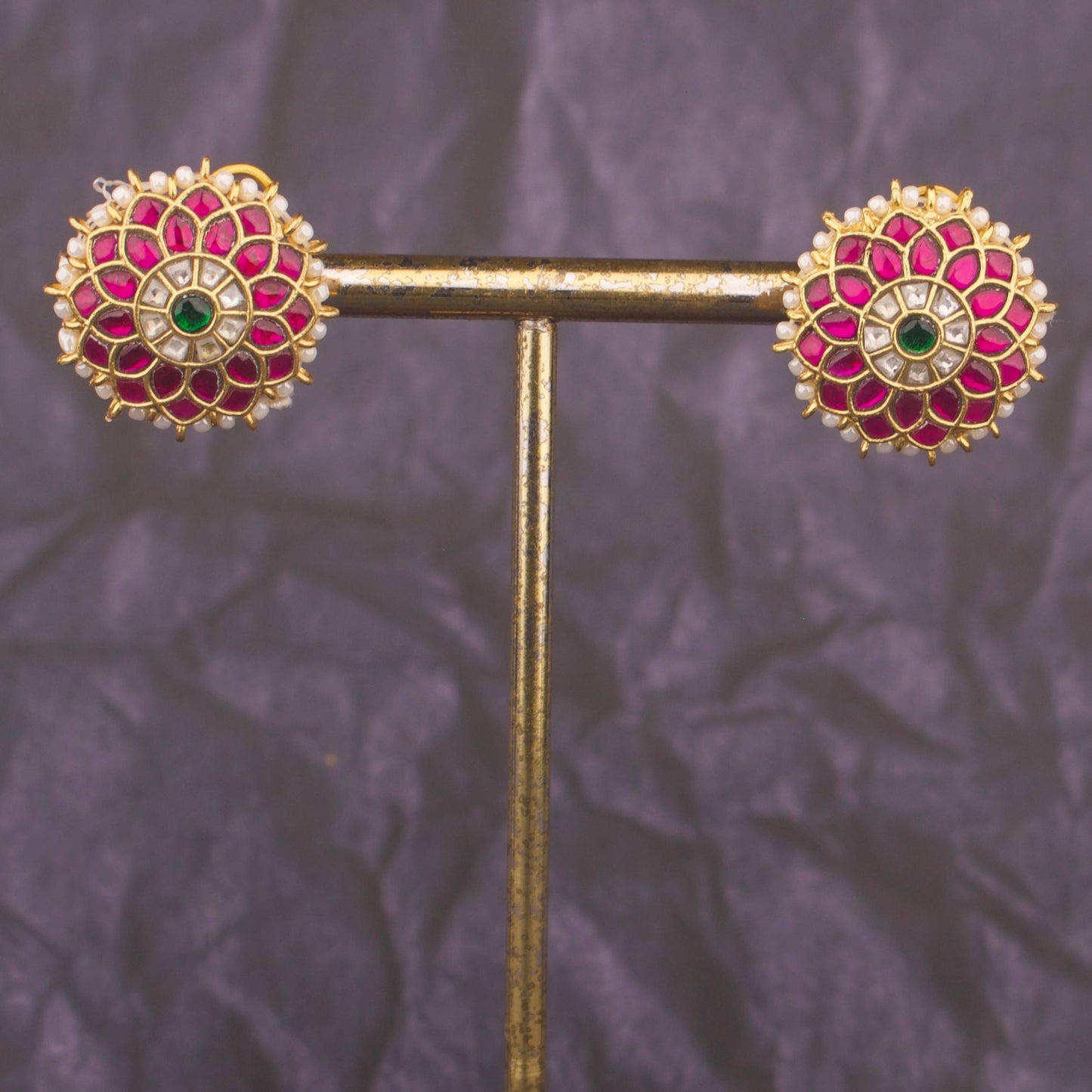 Floral Design Jadau Kundan Stud Earrings