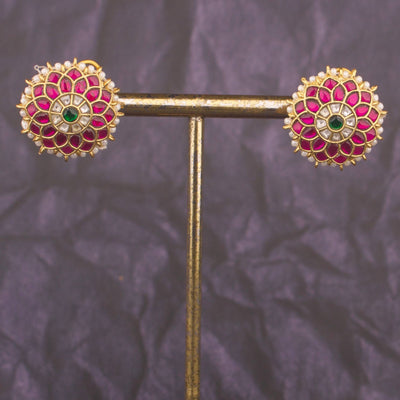 Floral Design Jadau Kundan Stud Earrings