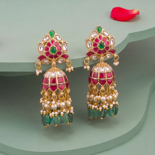 Bridal Style Jadau Kundan Jhumka Earrings