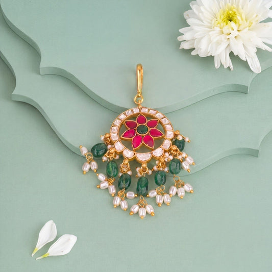 Moissanite Polki X Jadau Kundan Short Maangtika