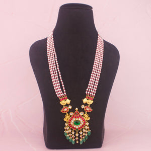 Radiant Jadau Kundan Beads Mala With Unique Pendant