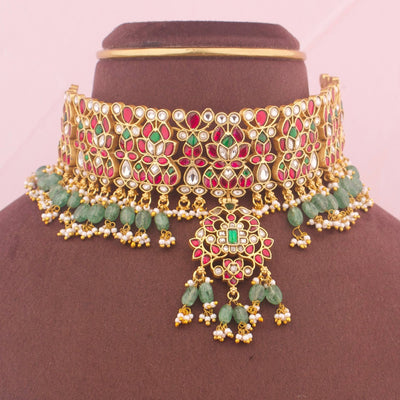 Traditional Jadau Kundan Choker With Hangings