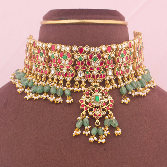 Traditional Jadau Kundan Choker With Hangings
