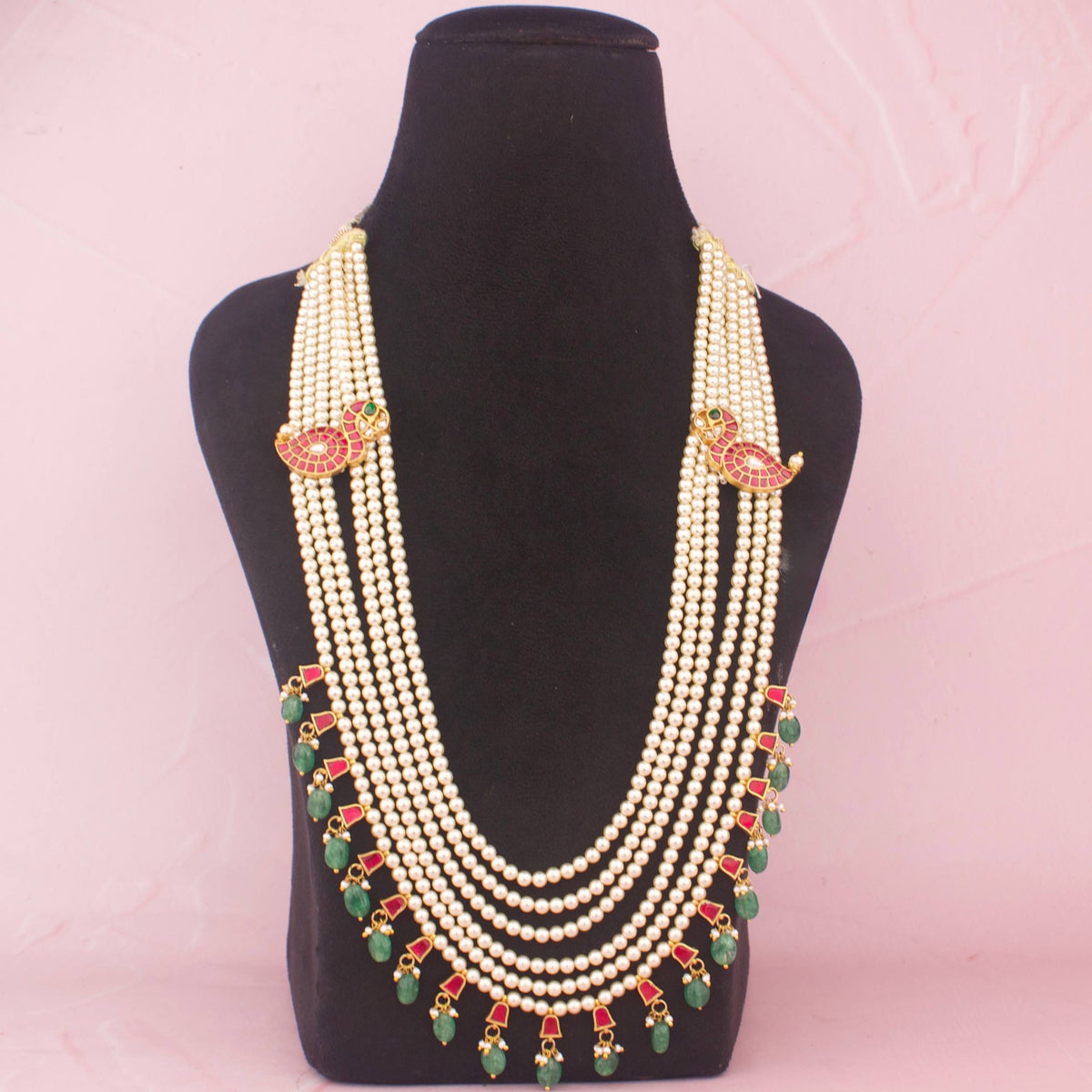 Bridal Jadau Kundan Pearl Mala With Kundan Droplets