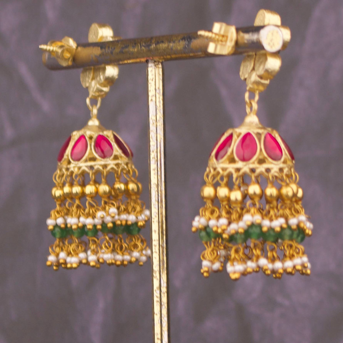 Ethnic Jadau Kundan Jhumki Earrings With Hangings