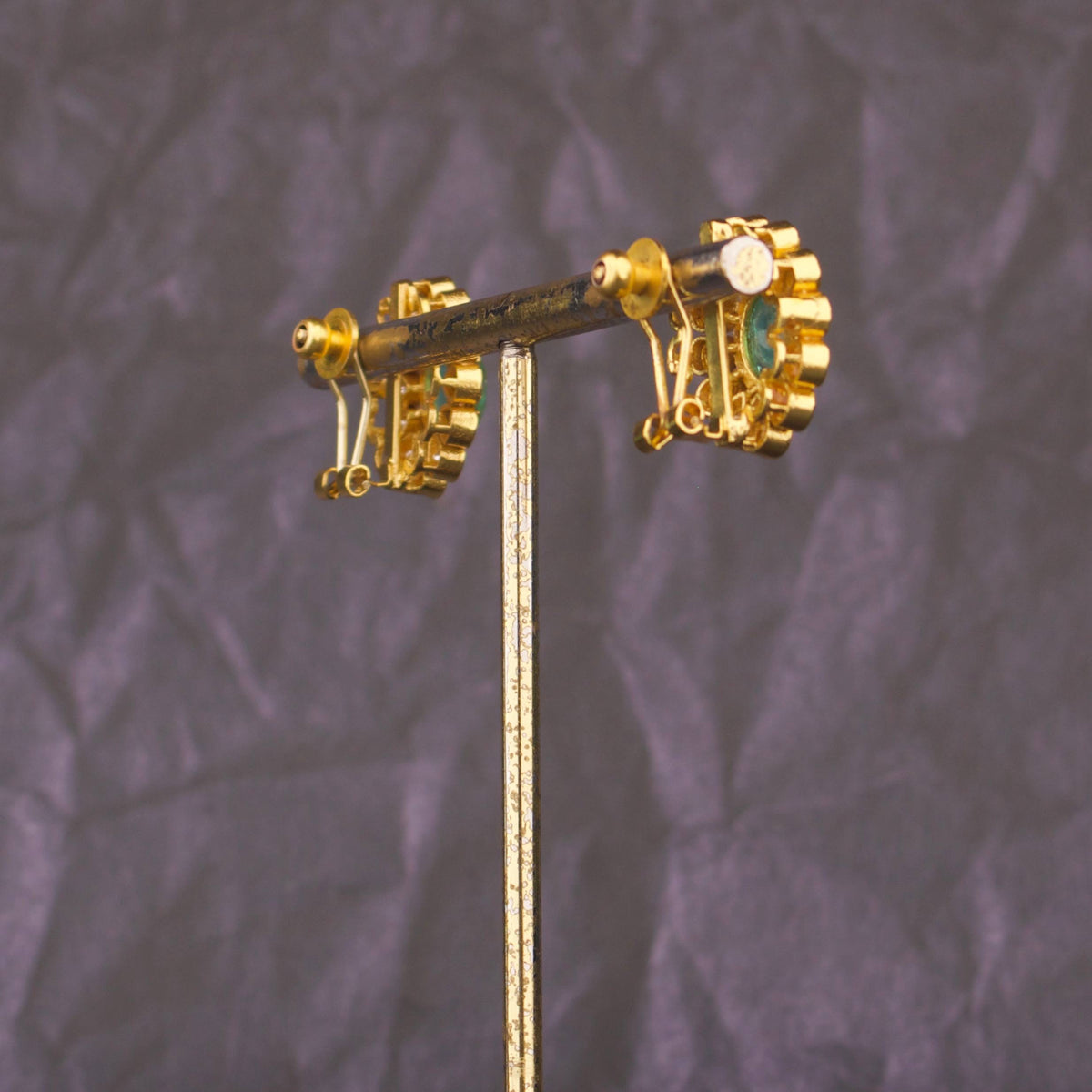Designer Cyan Jadau Kundan Stud Earrings