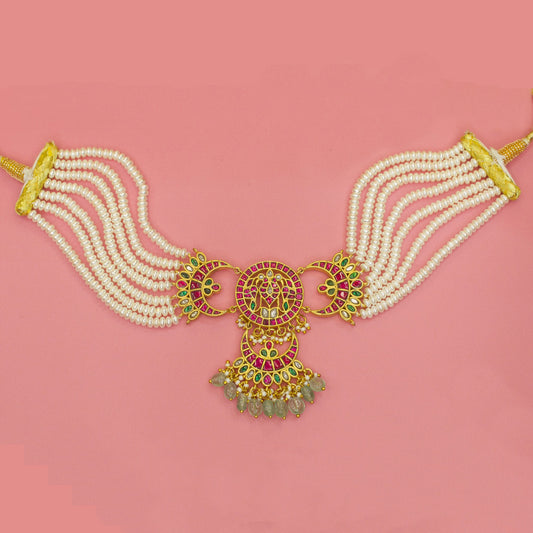 Jadau Kundan Pearl Choker Necklace with beads