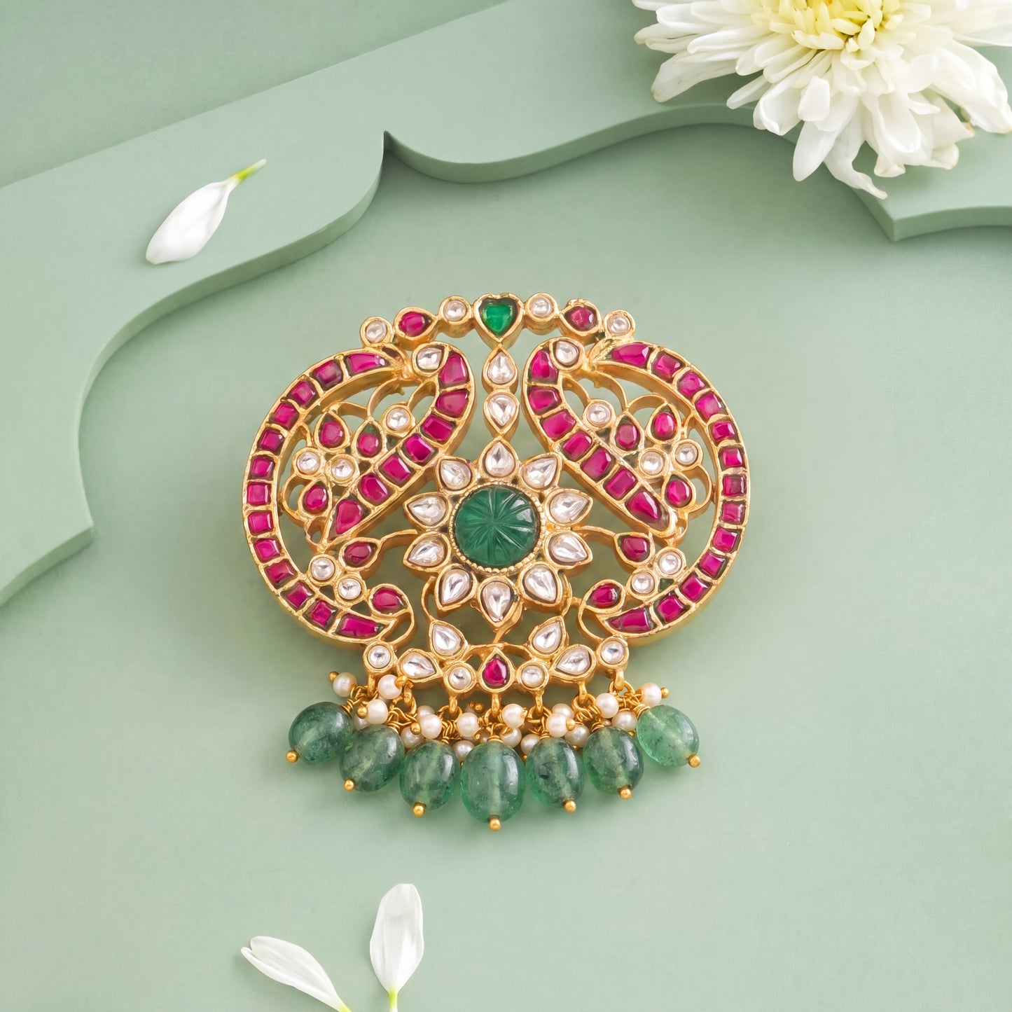 Peacock & Floral Design Jadau Kundan Locket
