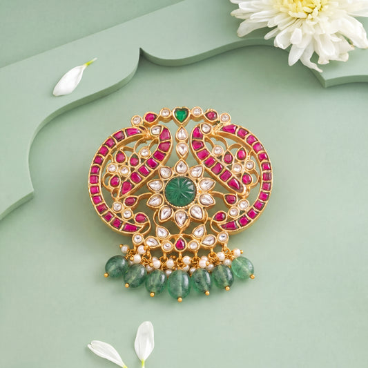 Peacock & Floral Design Jadau Kundan Locket